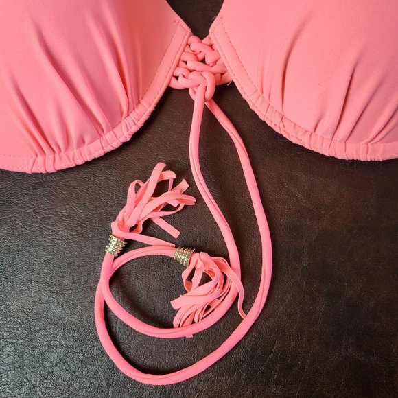 NWT Ninety Six Degrees push up bikini top in flamingo coral pink size XL - Picture 12 of 16